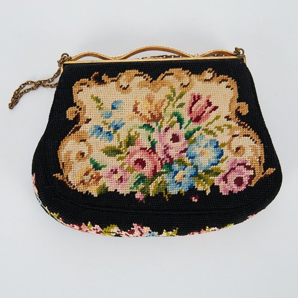 Vintage Petit Point Tapestry Evening Bag with Chain Strap - Picture 5 of 9